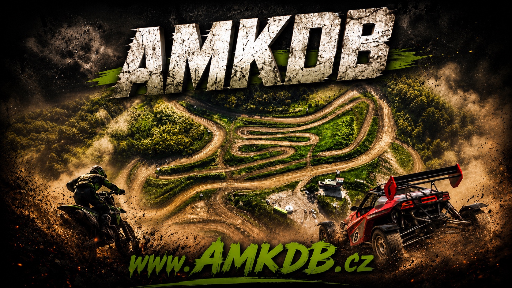 Letecký pohled na areál AMKDB Autocross Dolní Bousov